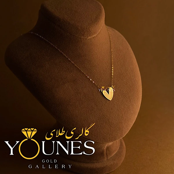 تصویر دوم گردنبند میناکاری قلب کرمی مینیمال طلا